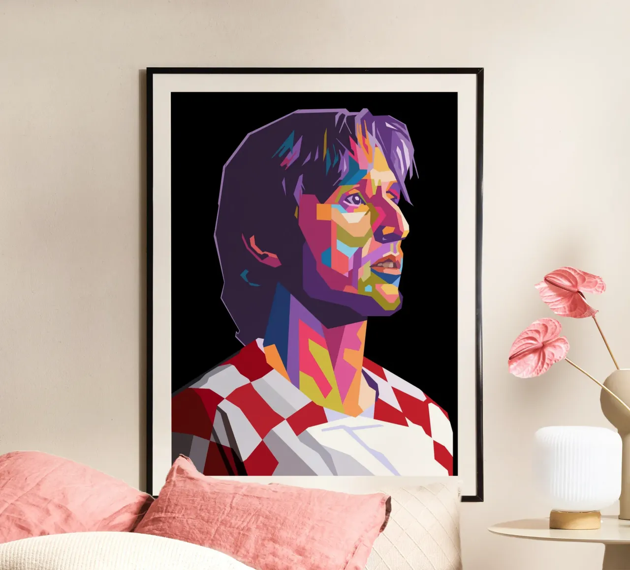 Luka Modric giocatore di calcio della Croazia poster con telaio in legno da Hantamrata
