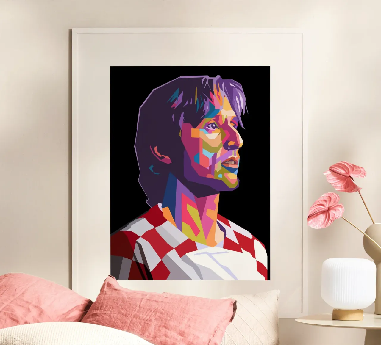 Luka Modric giocatore di calcio della Croazia poster con telaio in legno da Hantamrata