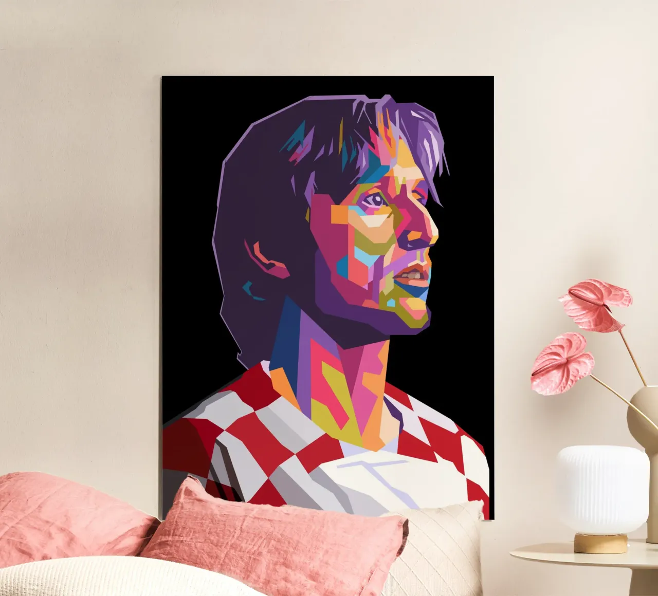 Luka Modric giocatore di calcio della Croazia poster con telaio in legno da Hantamrata