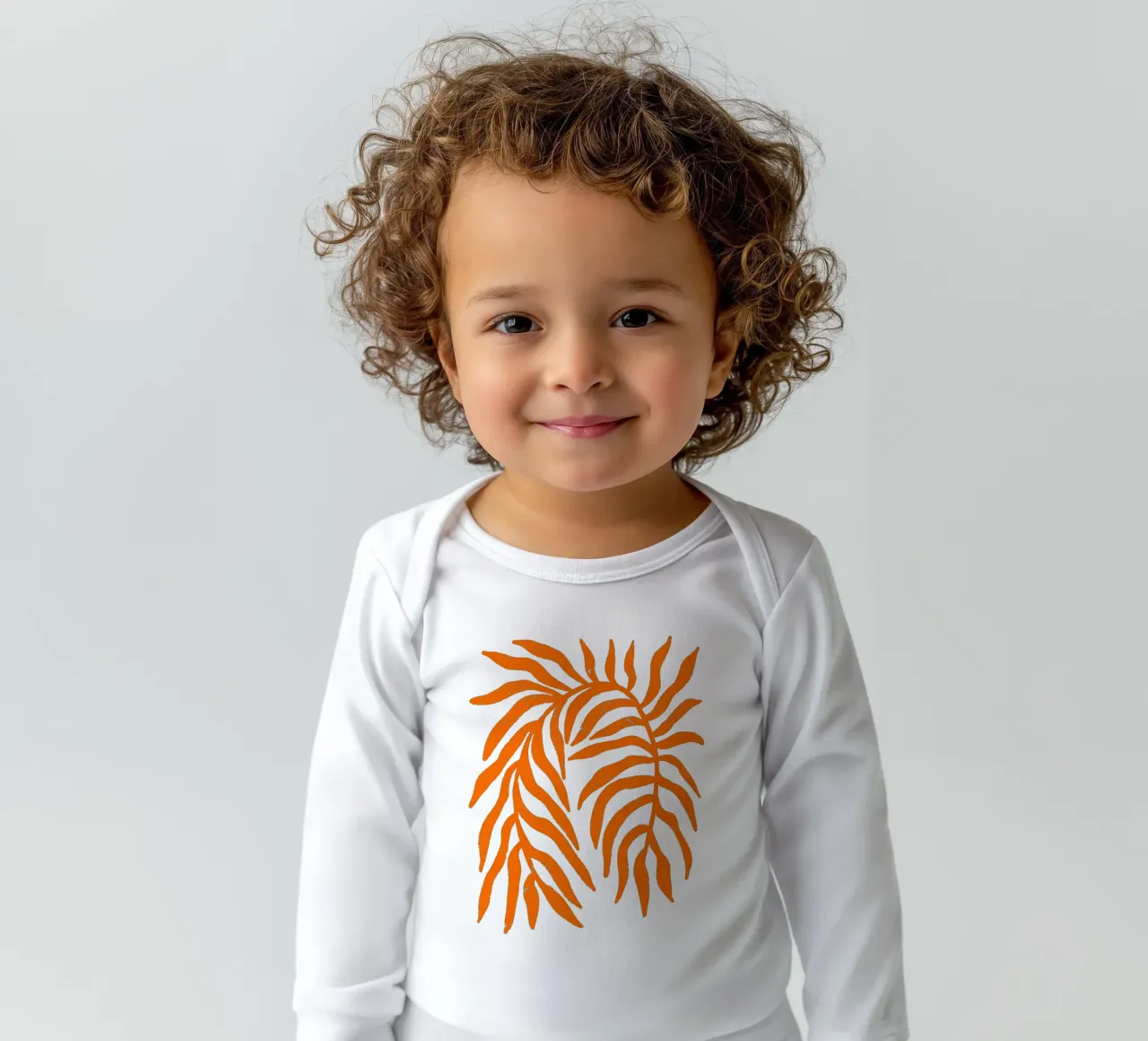 Orange Silhouette Strukturierter Zweig 1 Langarm Babybody von Wackapacka