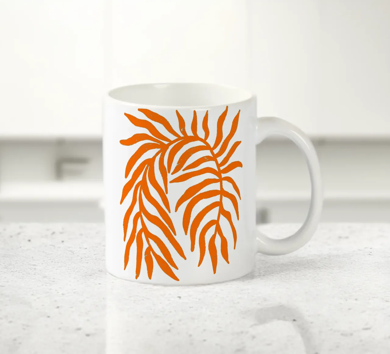 Oranje silhouet gestructureerde tak 1 keramische mok van Wackapacka