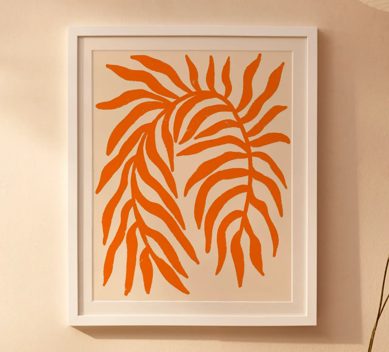 Orange Silhouette Strukturierter Zweig 1 Hahnemühle von Wackapacka