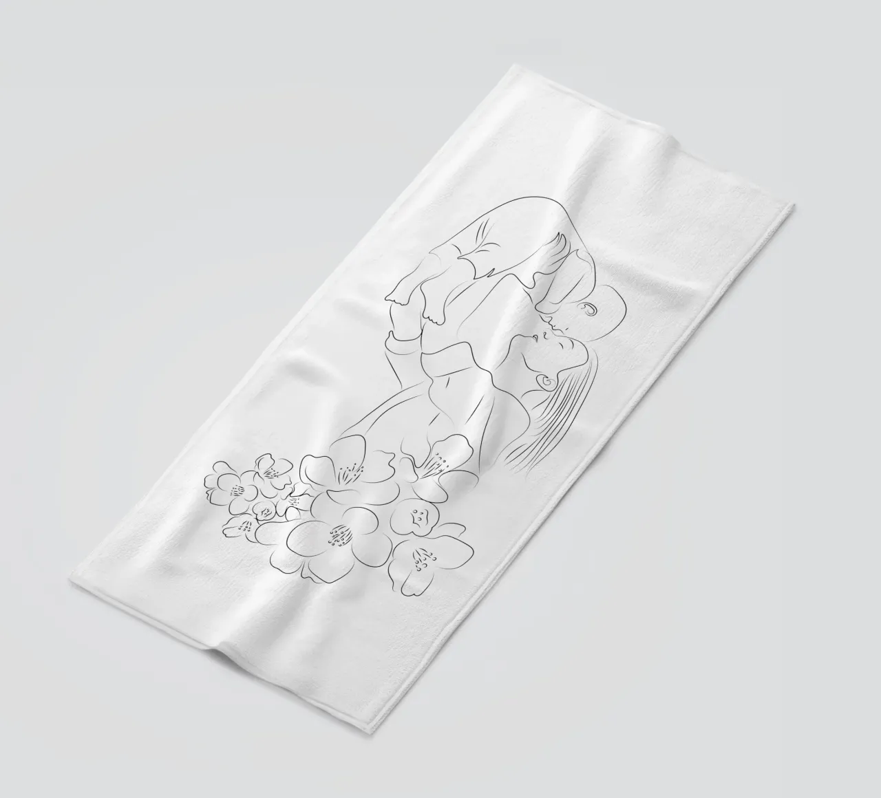 Line art madre e bambino telo mare da Dream Print Designs