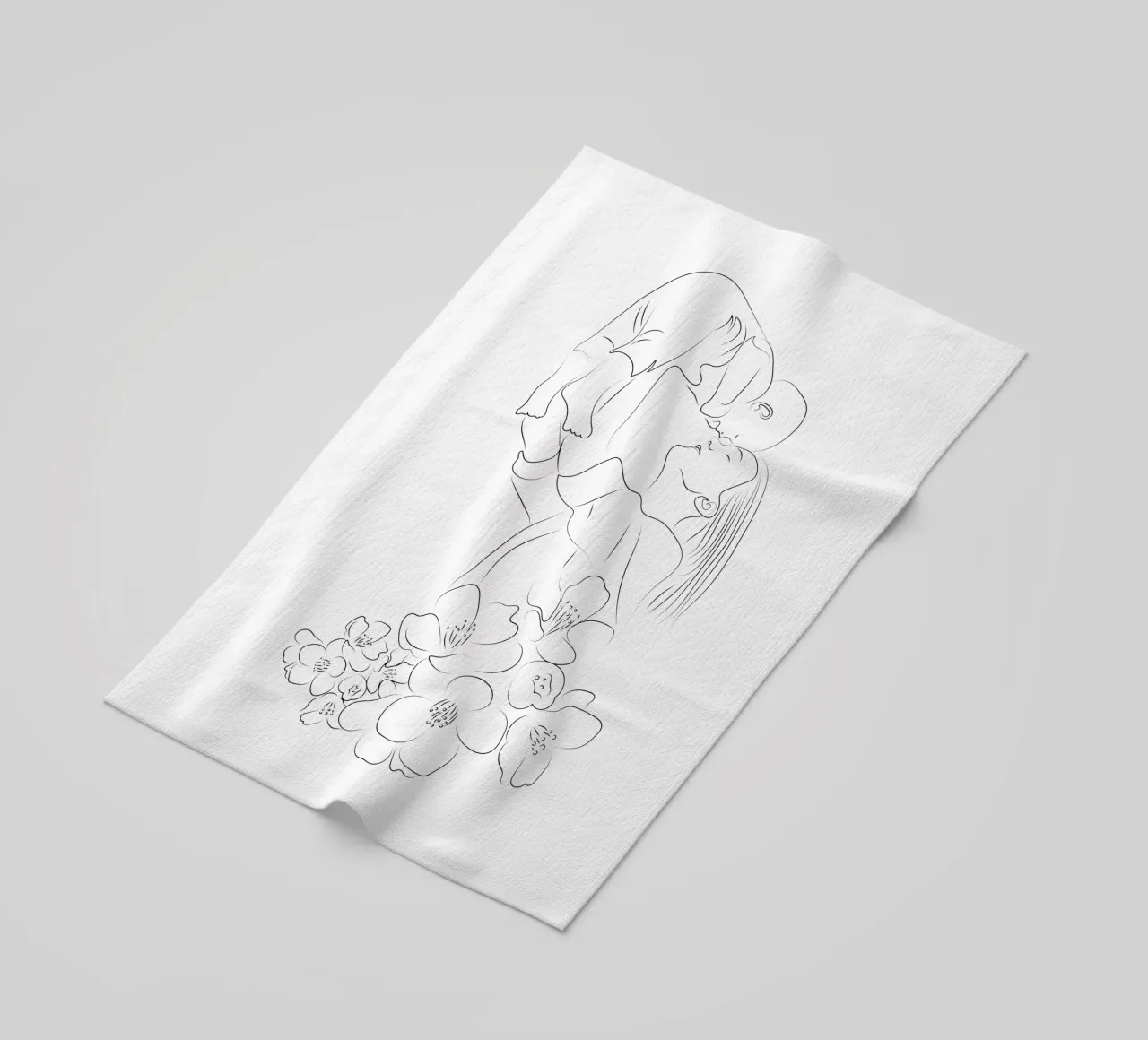 Line art madre e bambino telo mare da Dream Print Designs