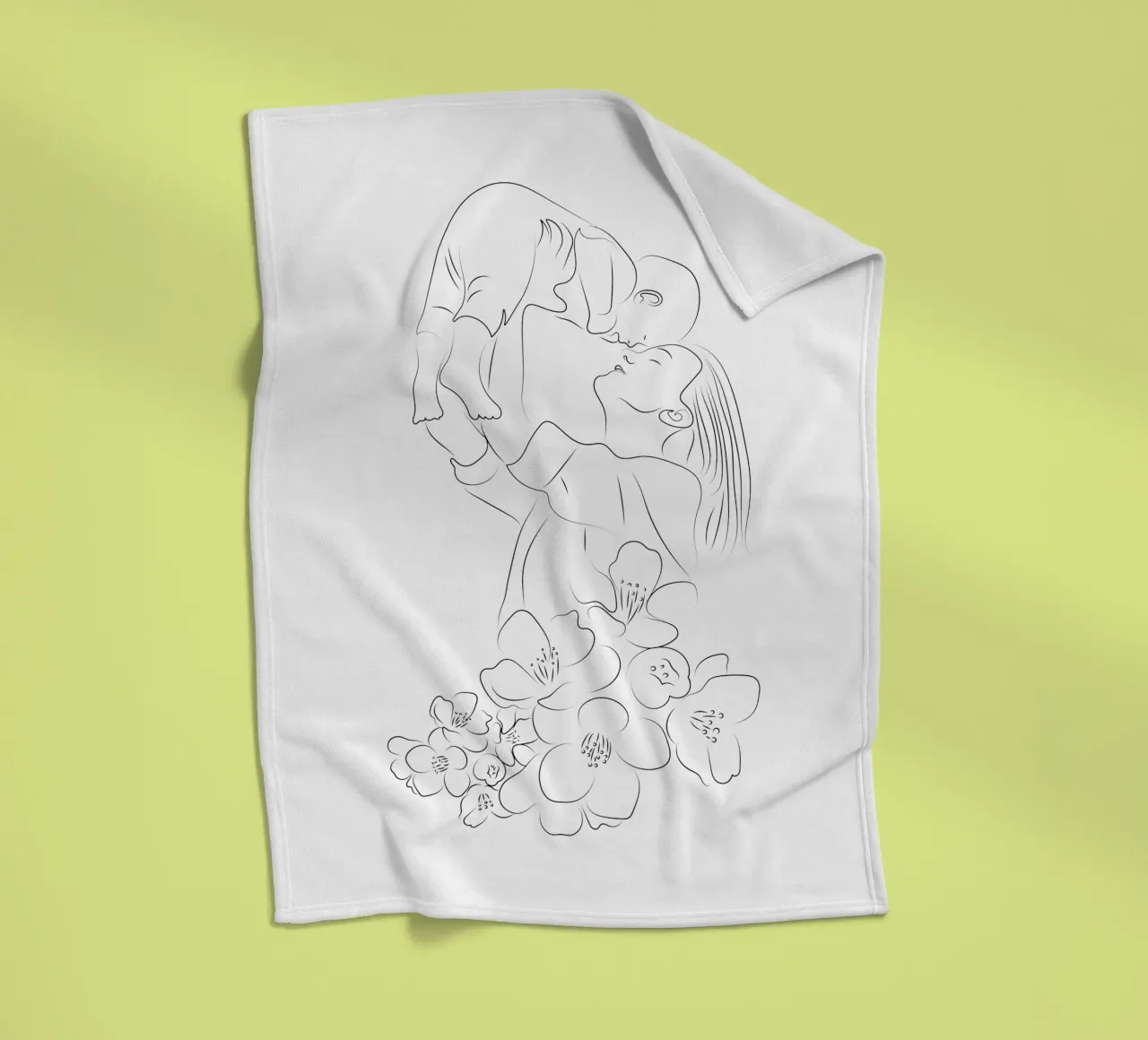 Line art madre e bambino coperta in pile da Dream Print Designs