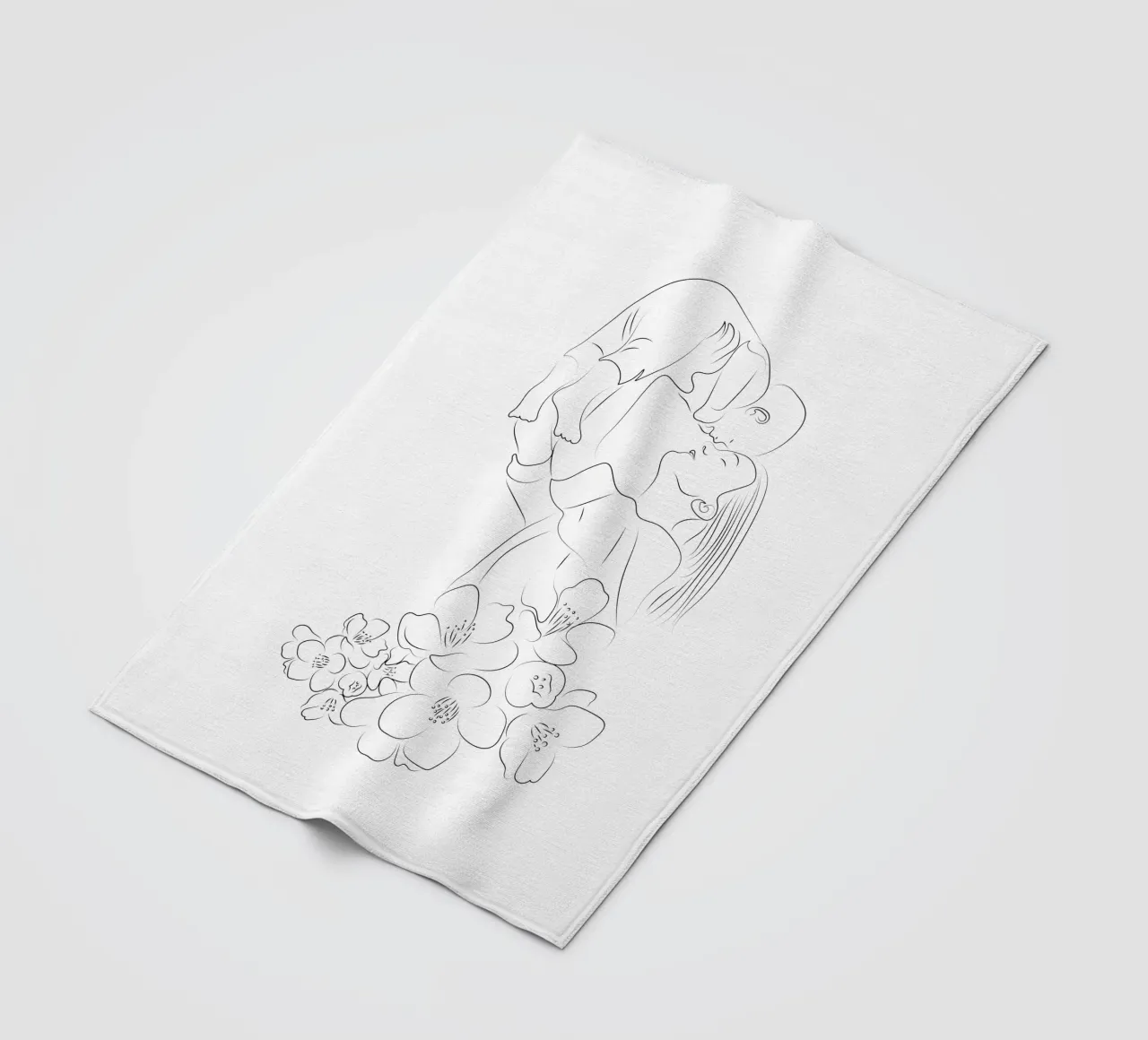 Line art madre e bambino coperta in pile da Dream Print Designs