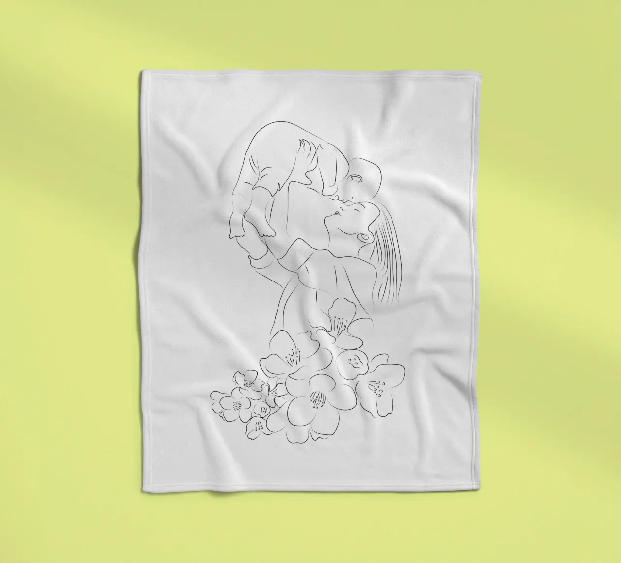 Line art madre e bambino coperta in pile da Dream Print Designs