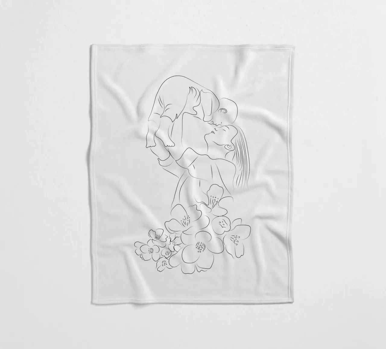 Line art madre e bambino coperta in pile da Dream Print Designs