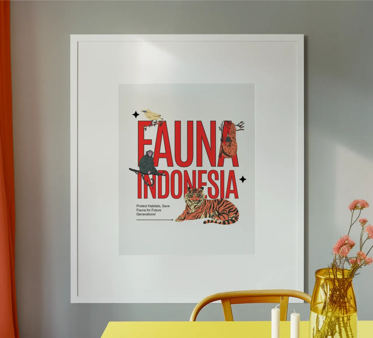 La fauna indonesiana poster con telaio in legno da Agnazarshop