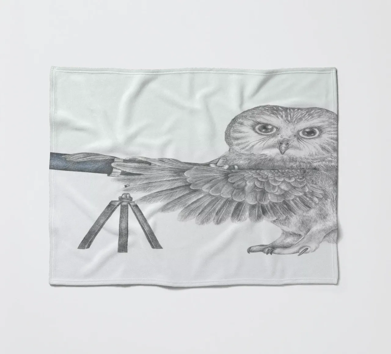 Pearl Papineau Saw Whet Owl fleece blanket by Le Canot Rouge