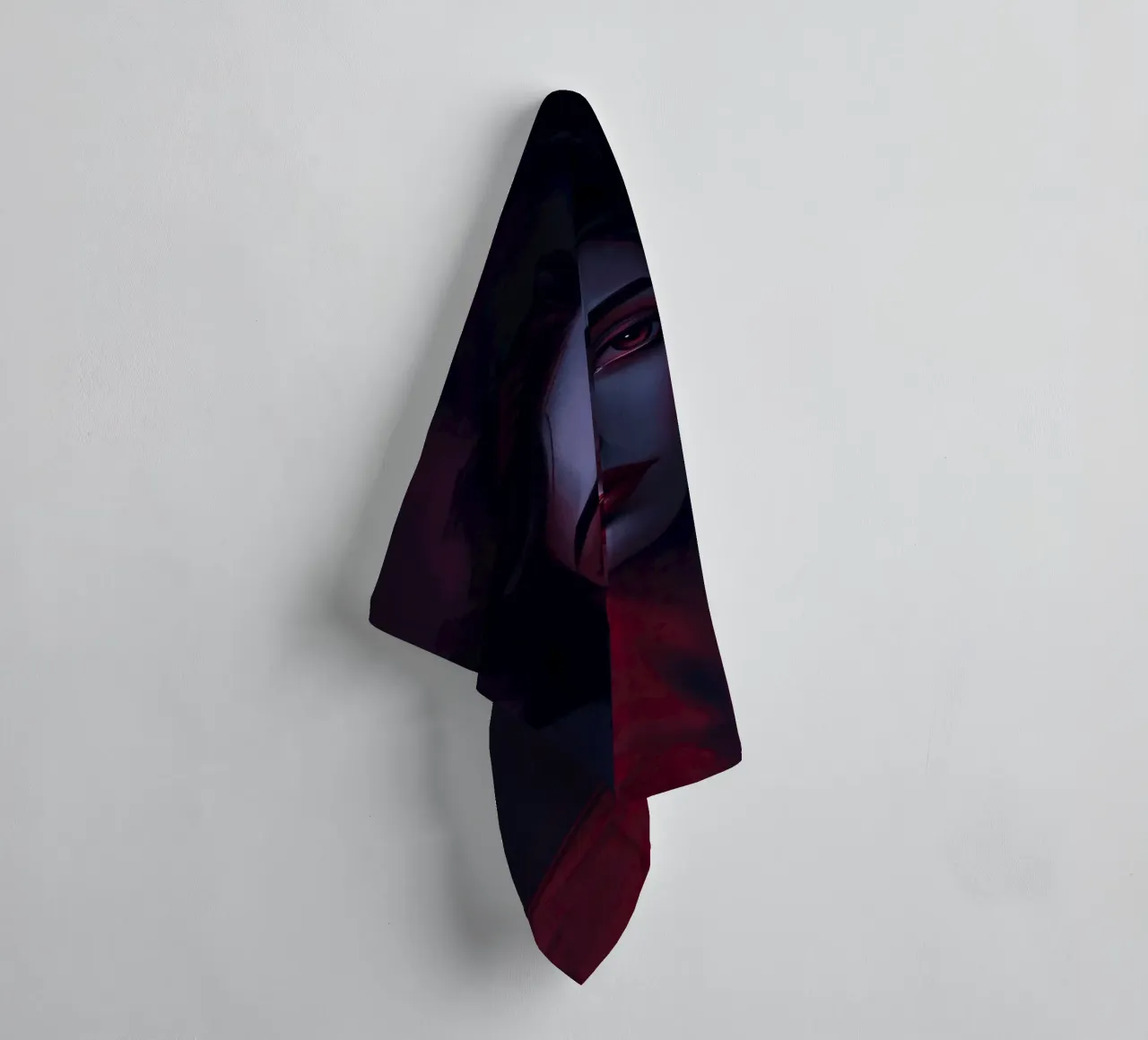 Portrait of a woman with expressive features dark lighting towel by DesignDoodle