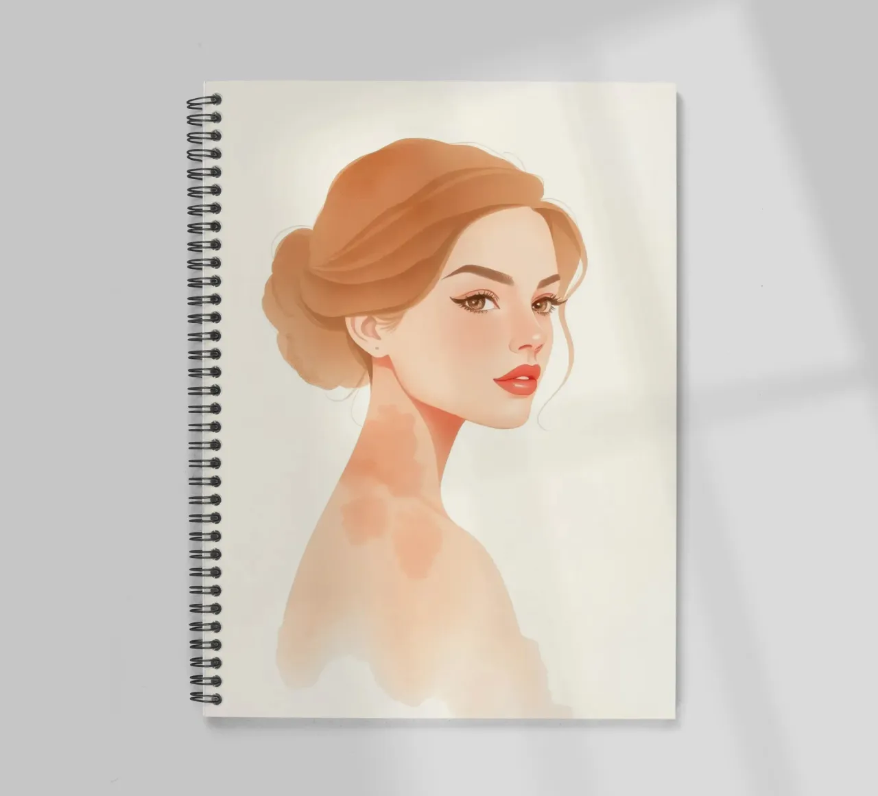 woman with soft features and light hair in a minimalist styl spiral notebook by DesignDoodle