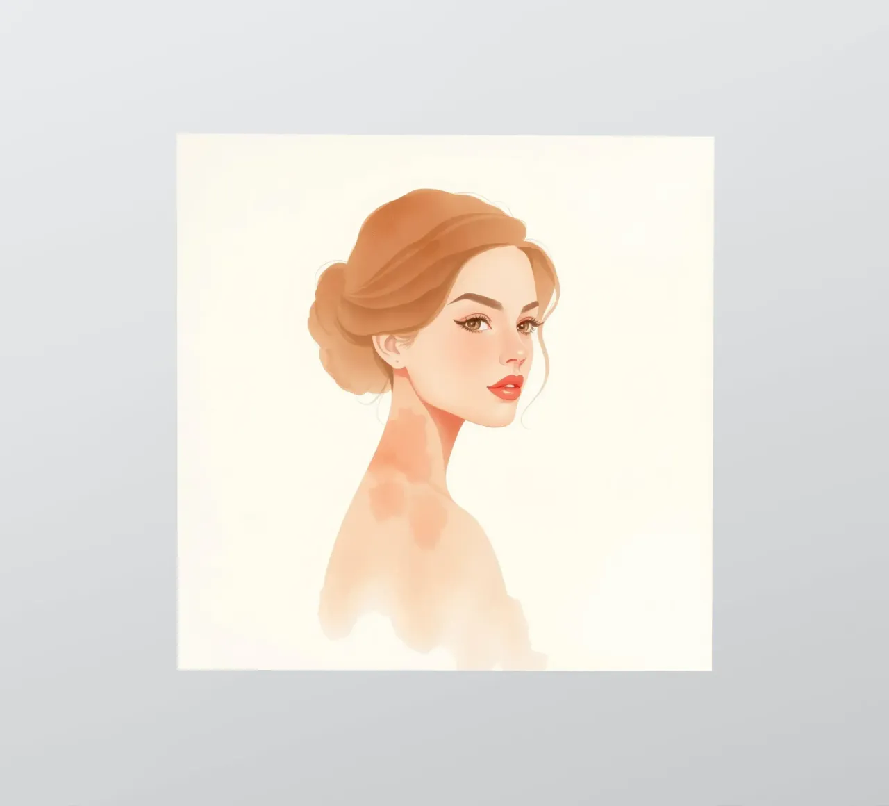 mujer de rasgos suaves y cabello claro con un estilo minimalista pegatina de DesignDoodle