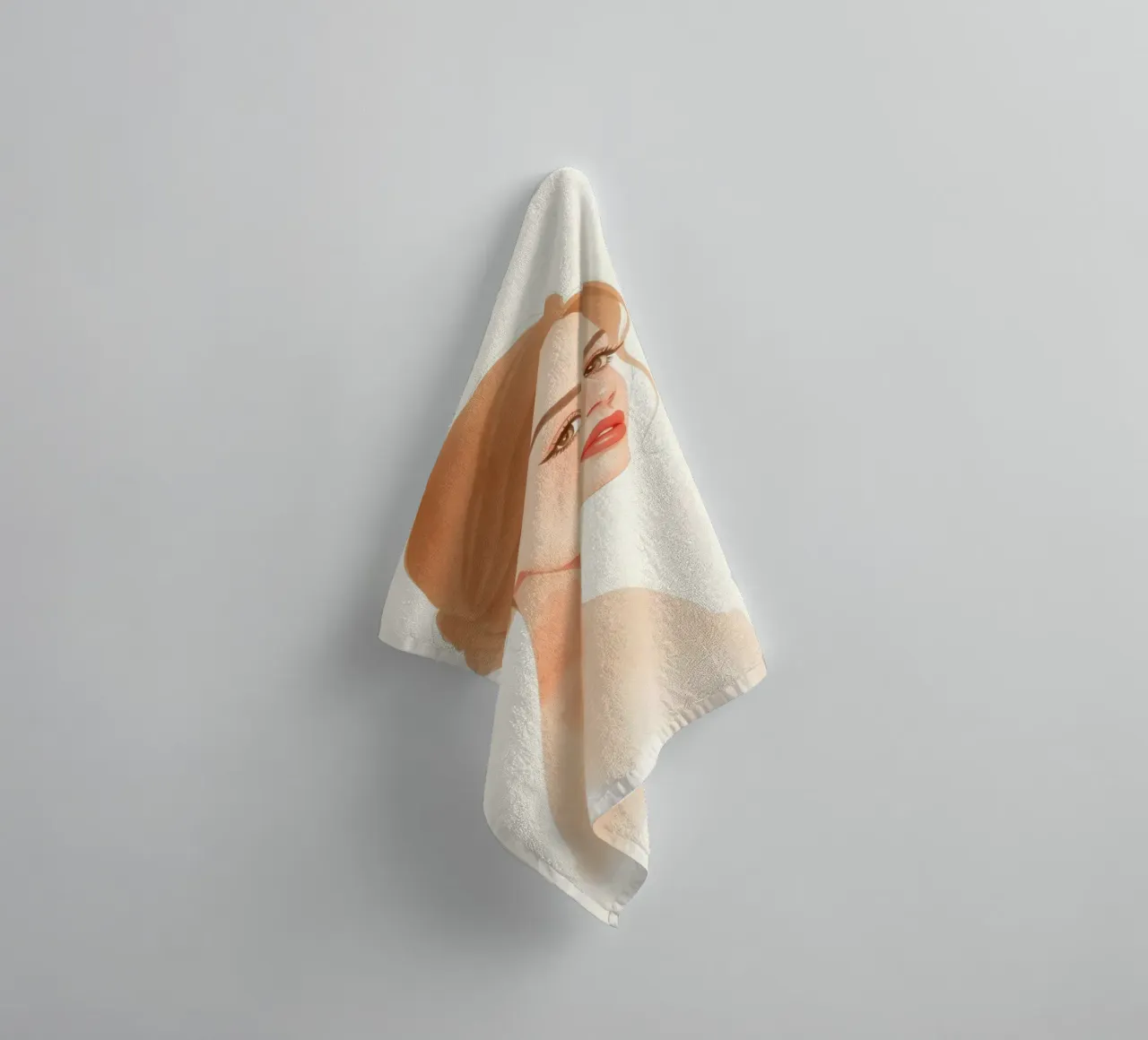 woman with soft features and light hair in a minimalist styl towel by DesignDoodle