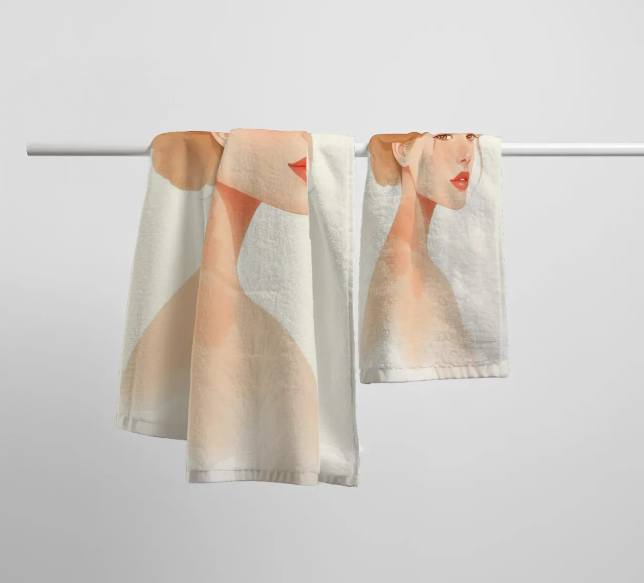 woman with soft features and light hair in a minimalist styl towel by DesignDoodle