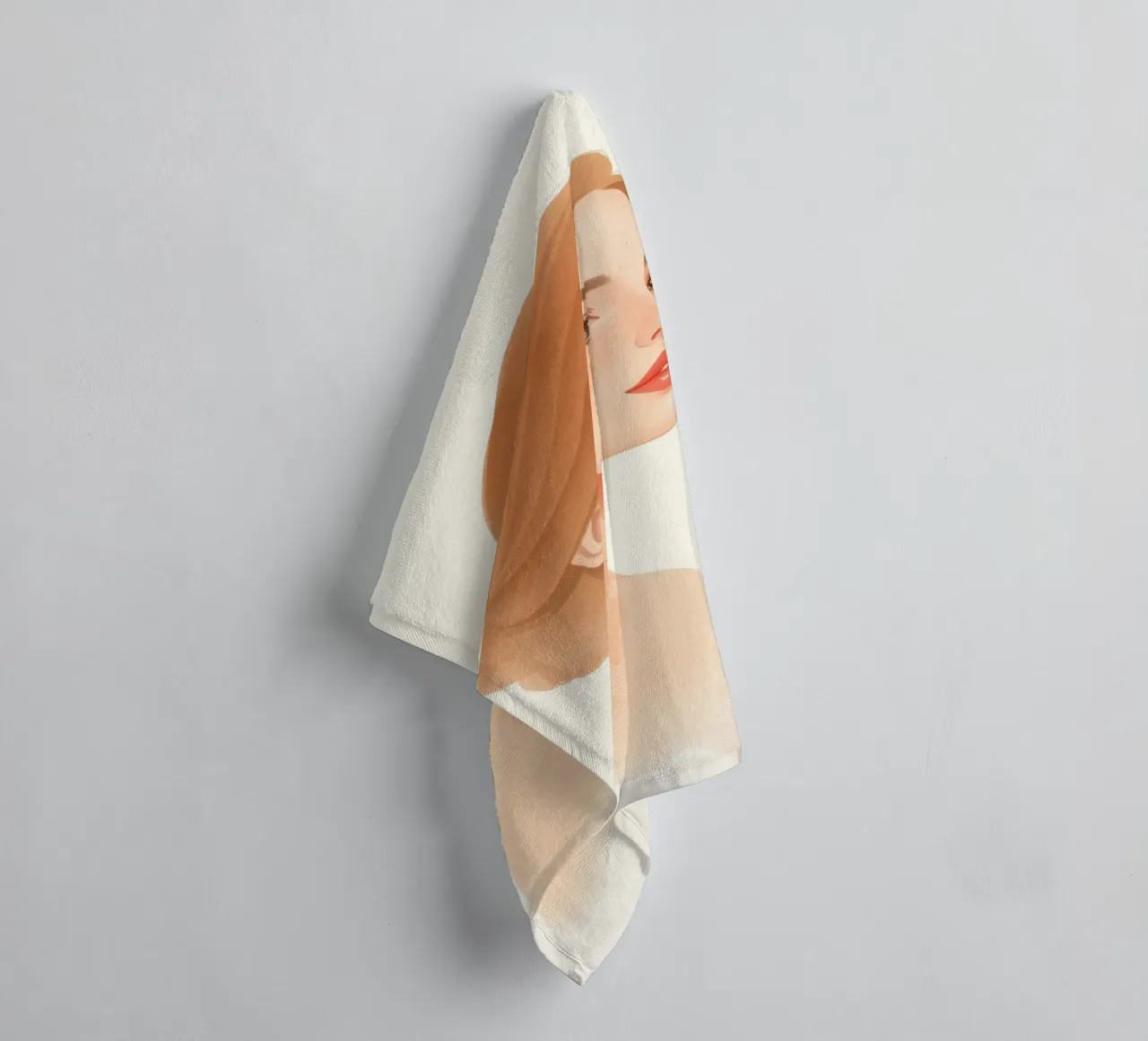 woman with soft features and light hair in a minimalist styl towel by DesignDoodle