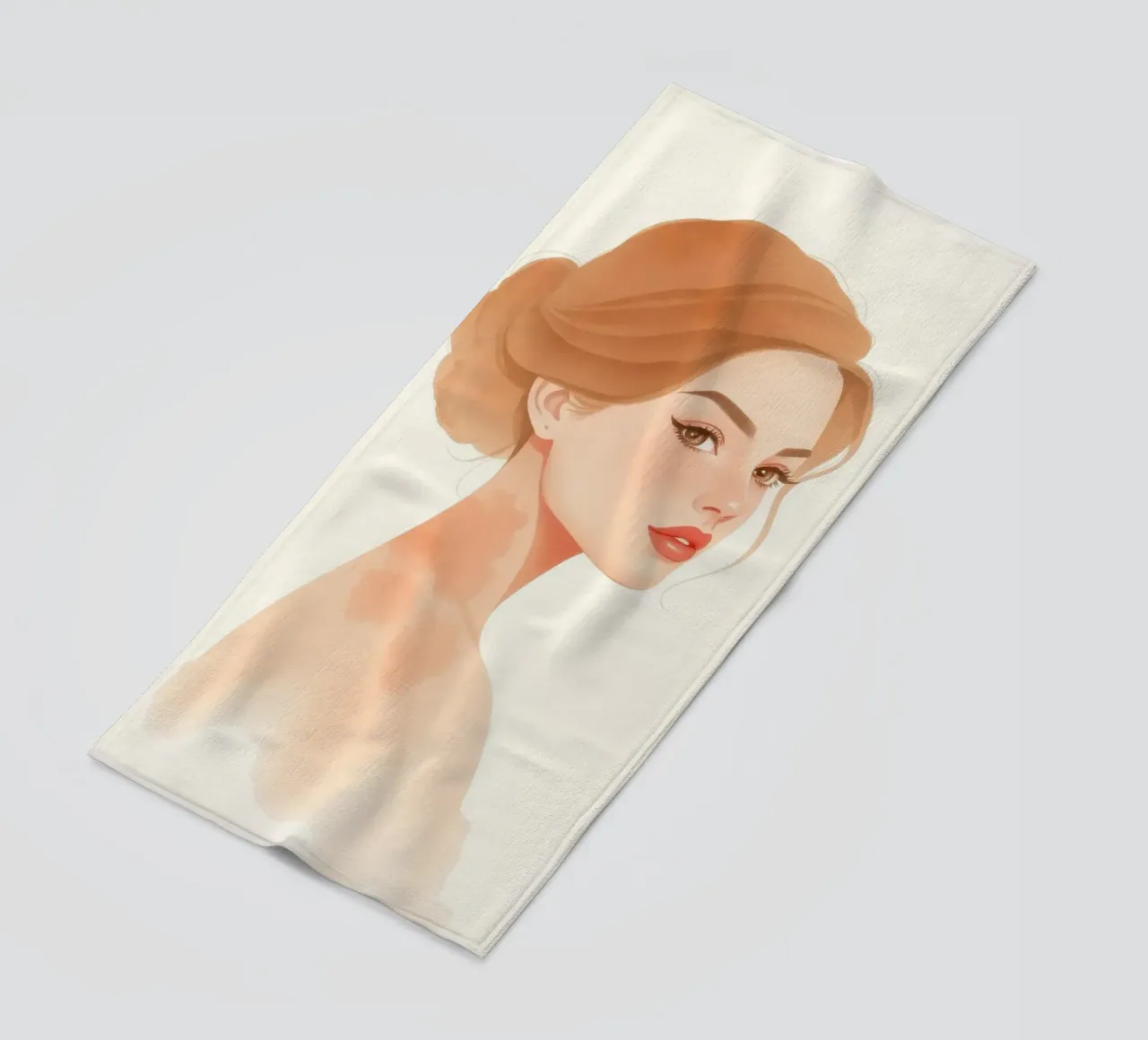 donna dai lineamenti morbidi e dai capelli chiari con uno stile minimalista telo mare da DesignDoodle