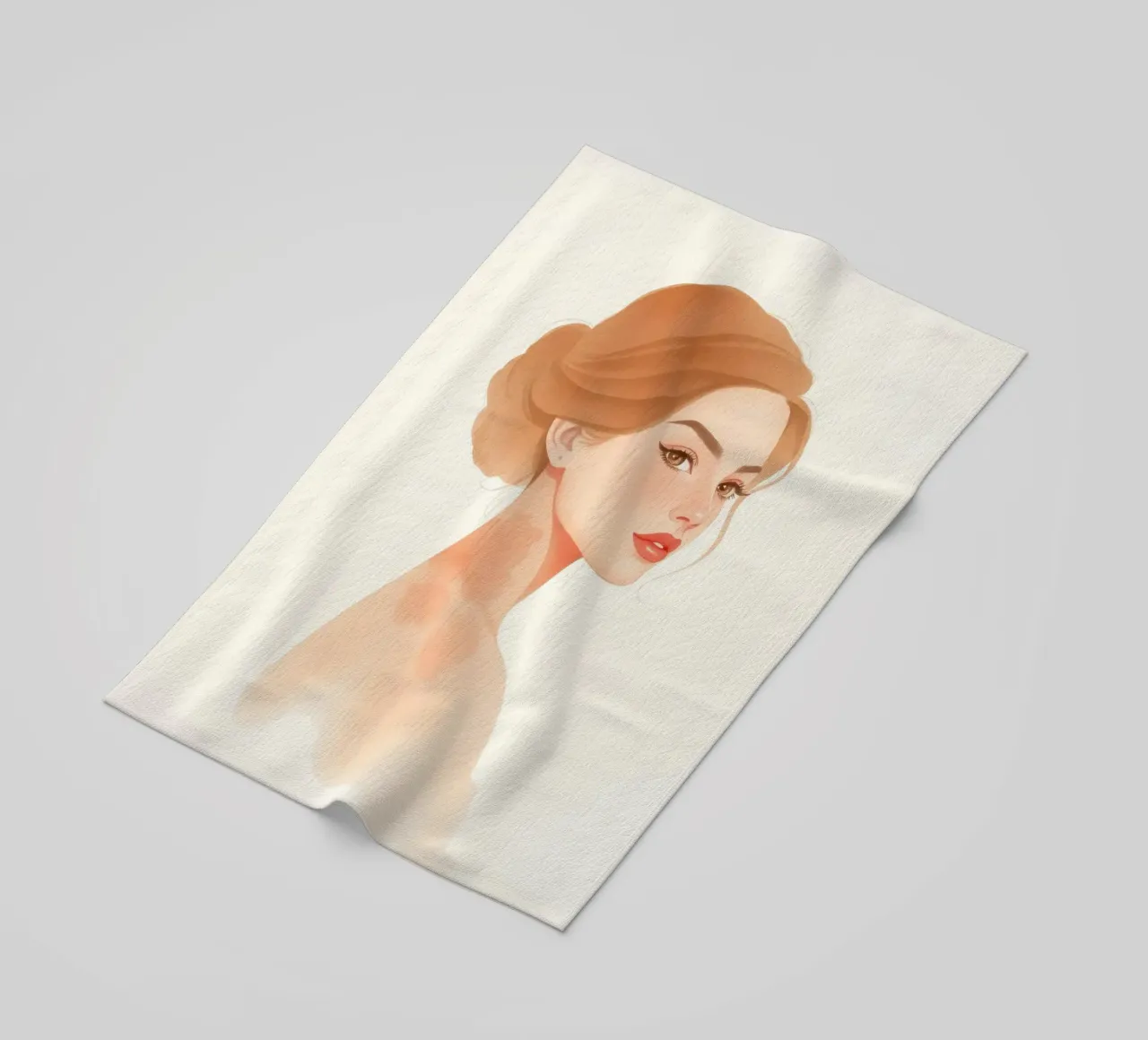 donna dai lineamenti morbidi e dai capelli chiari con uno stile minimalista telo mare da DesignDoodle