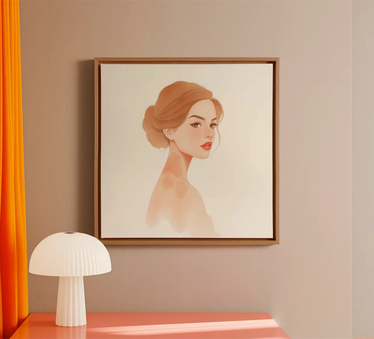woman with soft features and light hair in a minimalist styl canvas by DesignDoodle