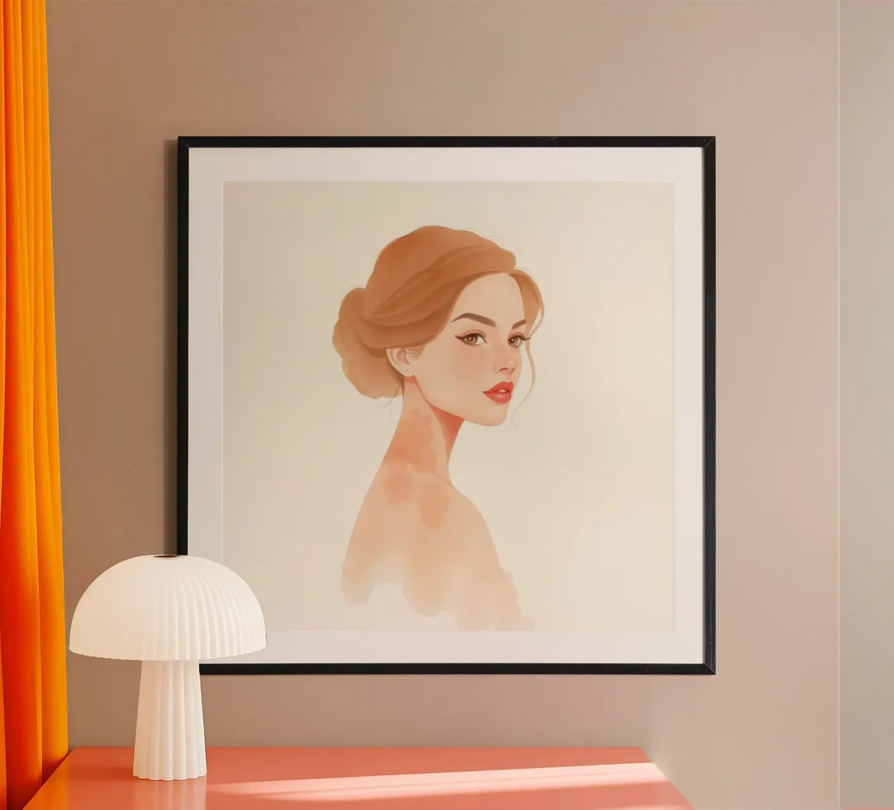 donna dai lineamenti morbidi e dai capelli chiari con uno stile minimalista poster da DesignDoodle