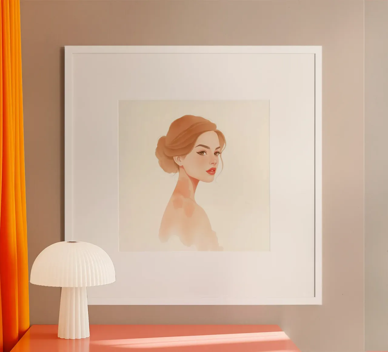 mujer de rasgos suaves y cabello claro con un estilo minimalista hahnemühle de DesignDoodle