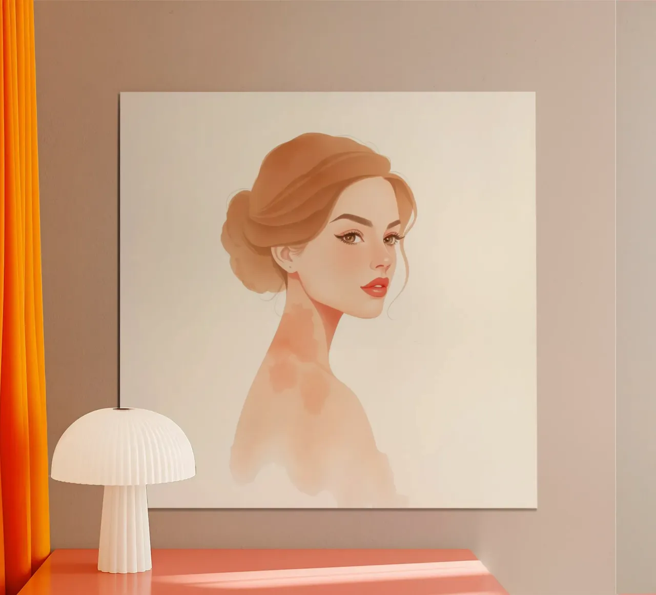 mujer de rasgos suaves y cabello claro con un estilo minimalista hahnemühle de DesignDoodle