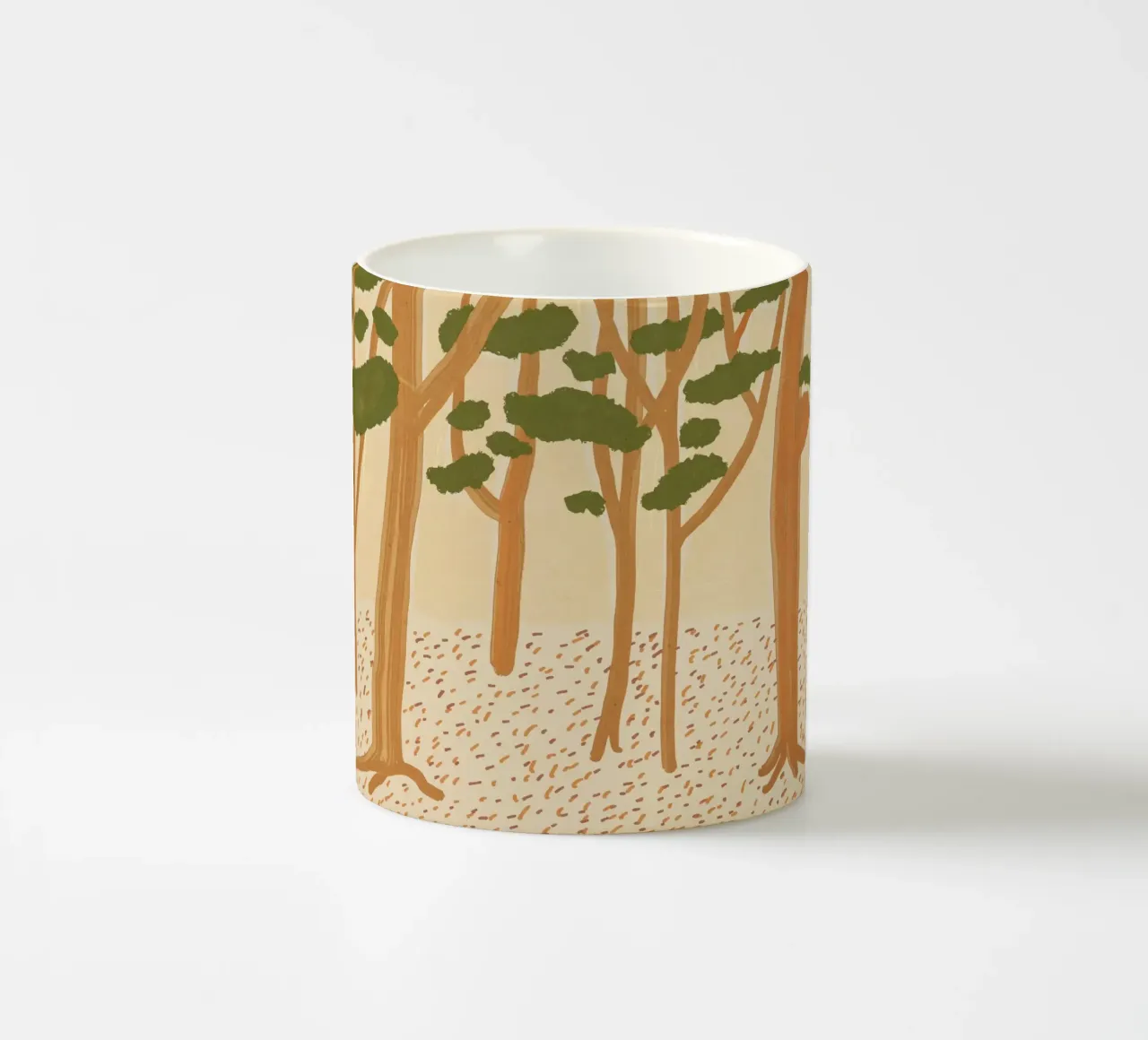 Foresta bruna: un dipinto di paesaggio tazza in ceramica da Little Dean