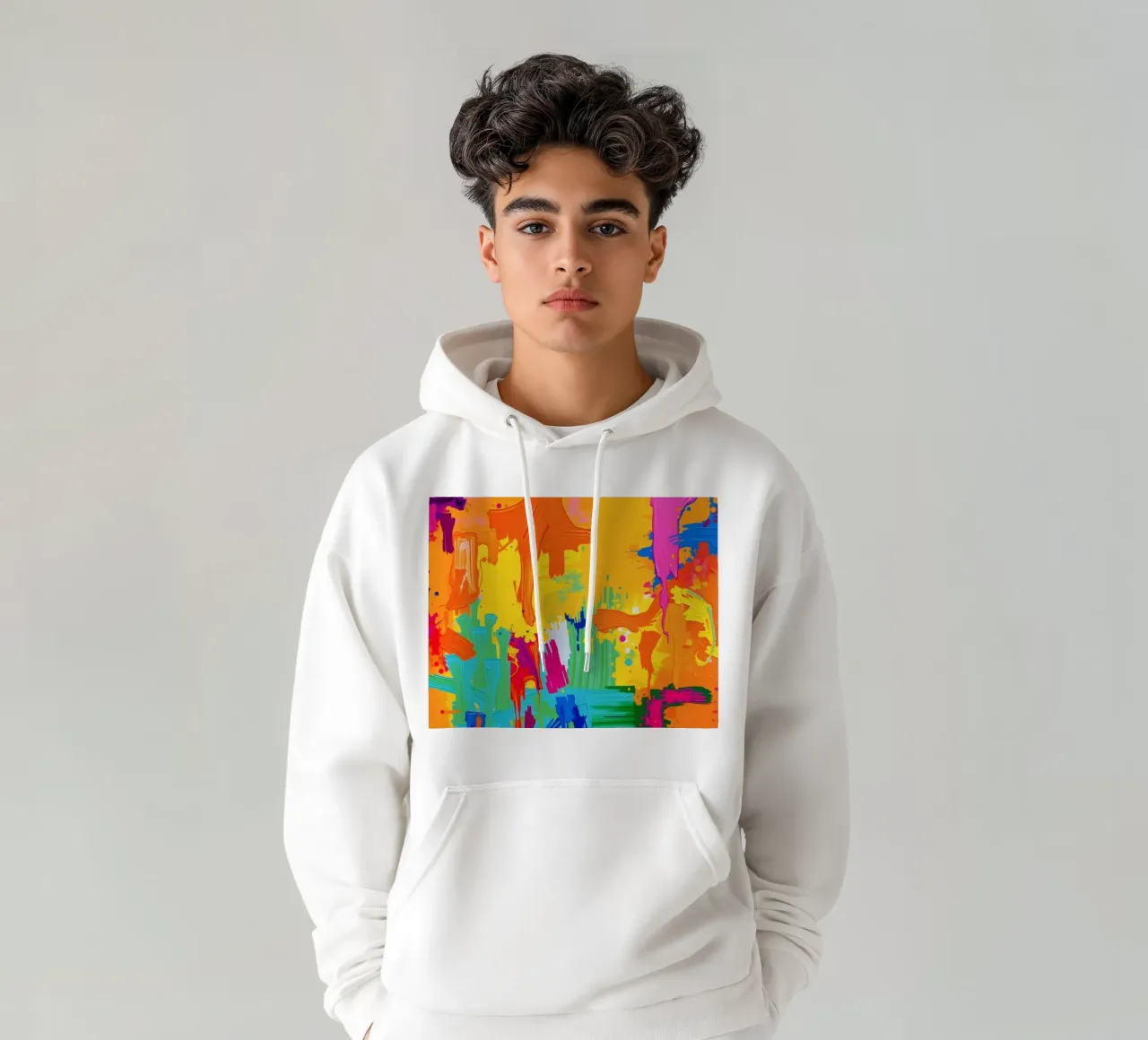 Vivace dipinto astratto che mostra un'esplosione di colori che si mescolano felpa con cappuccio da DesignDoodle