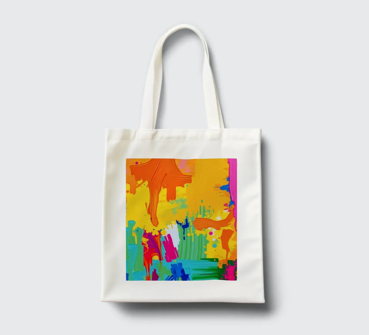 Lebendiges abstraktes Gemälde, das einen Ausbruch von Farben zeigt, die sich Jutebeutel von DesignDoodle