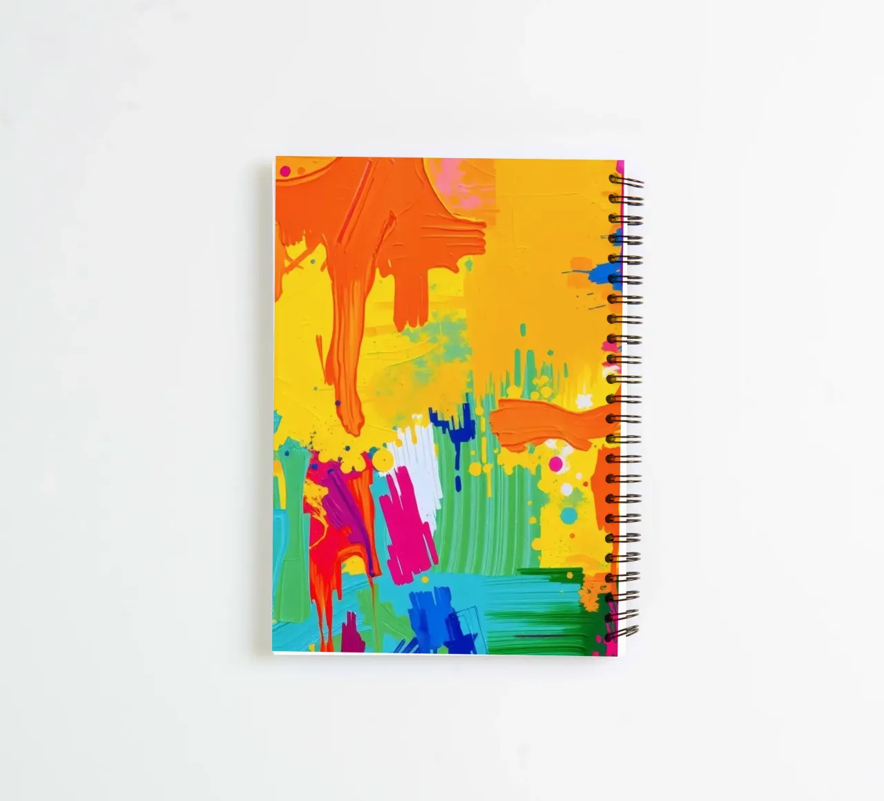 Lebendiges abstraktes Gemälde, das einen Ausbruch von Farben zeigt, die sich Ringbuch von DesignDoodle