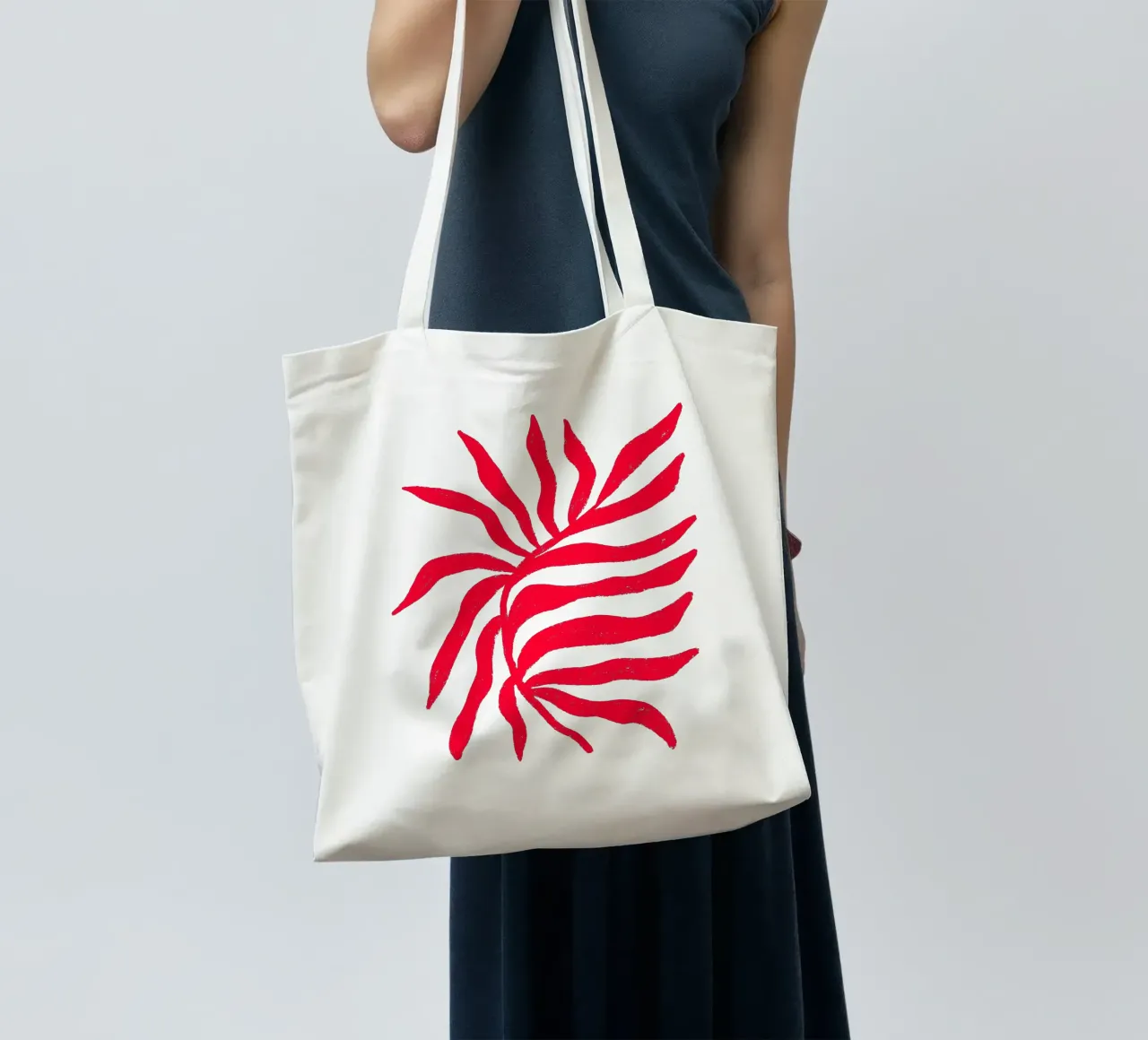 Red Silhouette Textured Branch 2 tote bag by Wackapacka