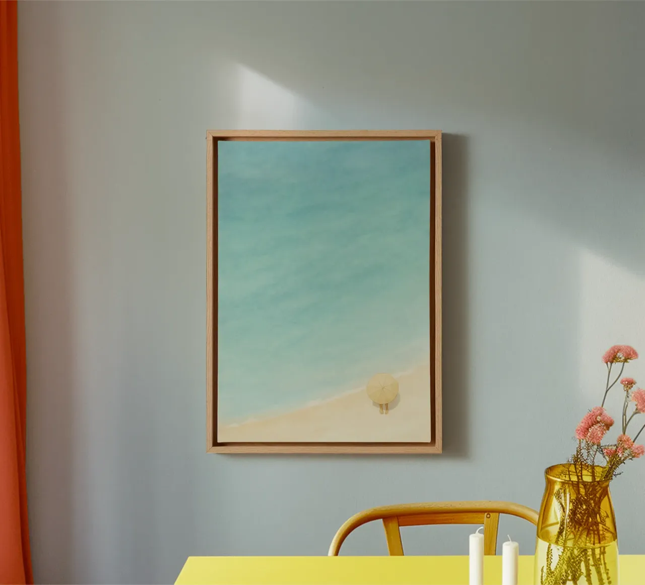 Minimalist Beach Umbrella Art canvas met Baklijst van Mosaic Dialogue