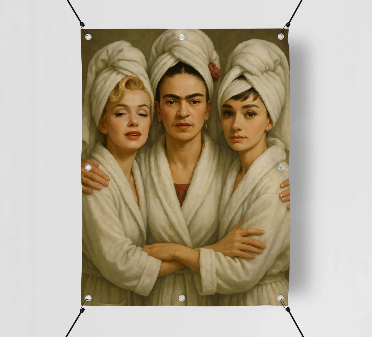 Marilyn Monroe Frida Kahlo Audrey Hepburn in accappatoio telo in pvc da ARTOMATIC