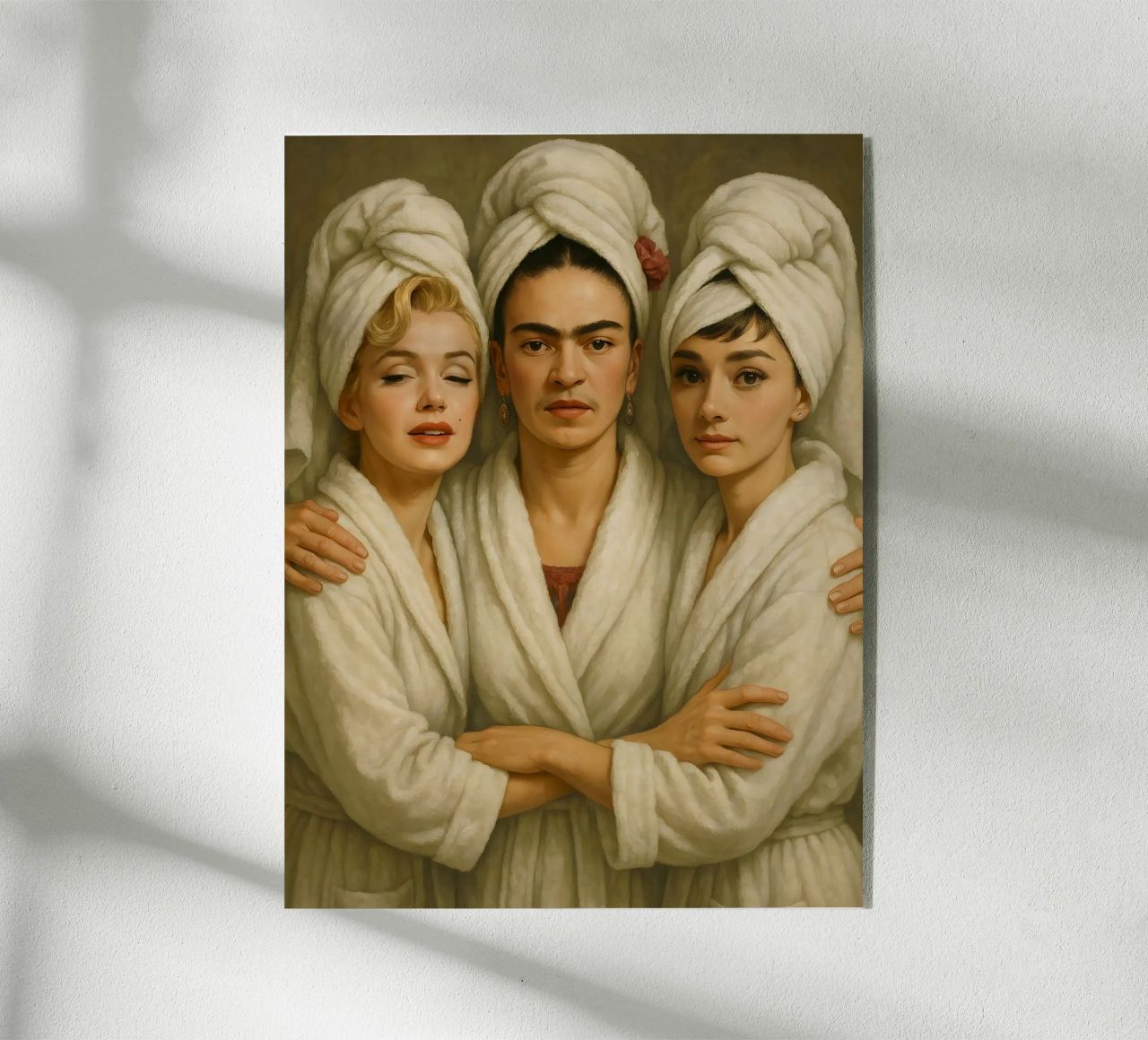 Marilyn Monroe Frida Kahlo Audrey Hepburn in accappatoio plexiglass da ARTOMATIC