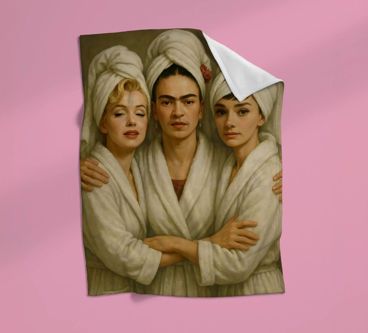 Marilyn Monroe Frida Kahlo Audrey Hepburn in accappatoio coperta in pile da ARTOMATIC