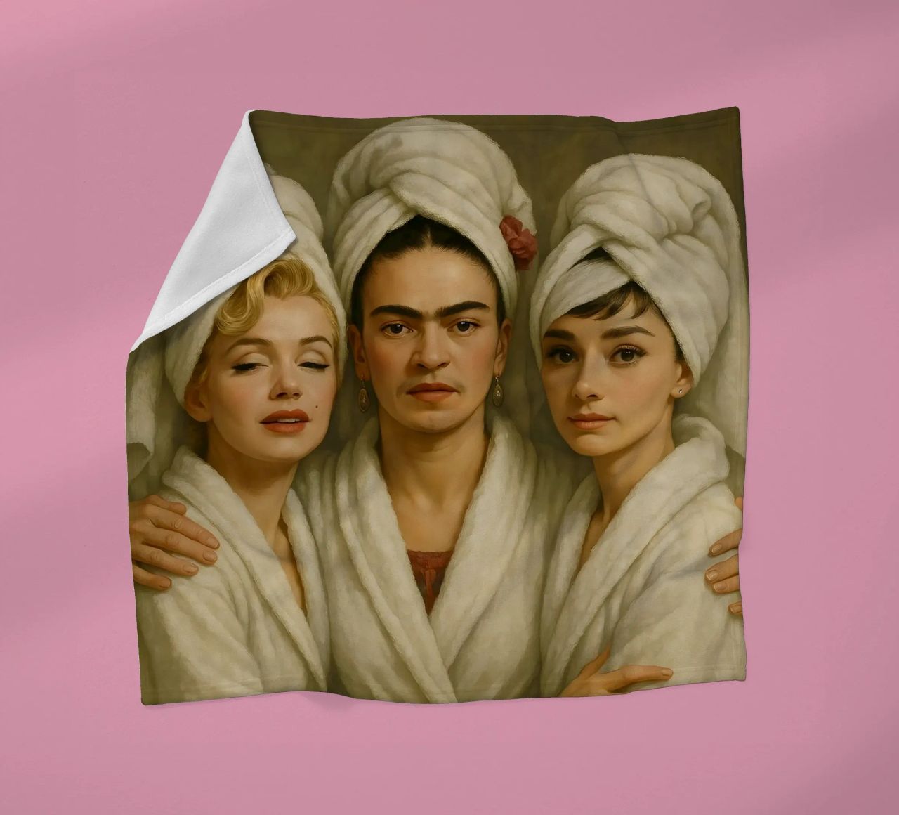 Marilyn Monroe Frida Kahlo Audrey Hepburn in accappatoio coperta in pile da ARTOMATIC
