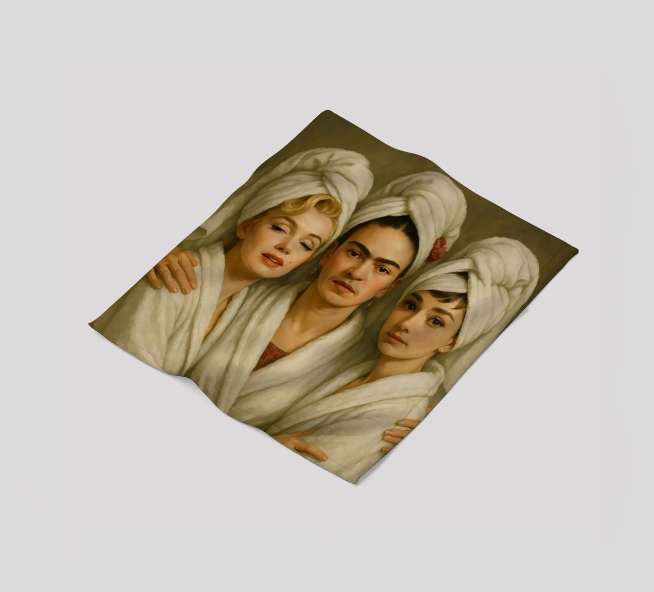 Marilyn Monroe Frida Kahlo Audrey Hepburn in accappatoio coperta in pile da ARTOMATIC