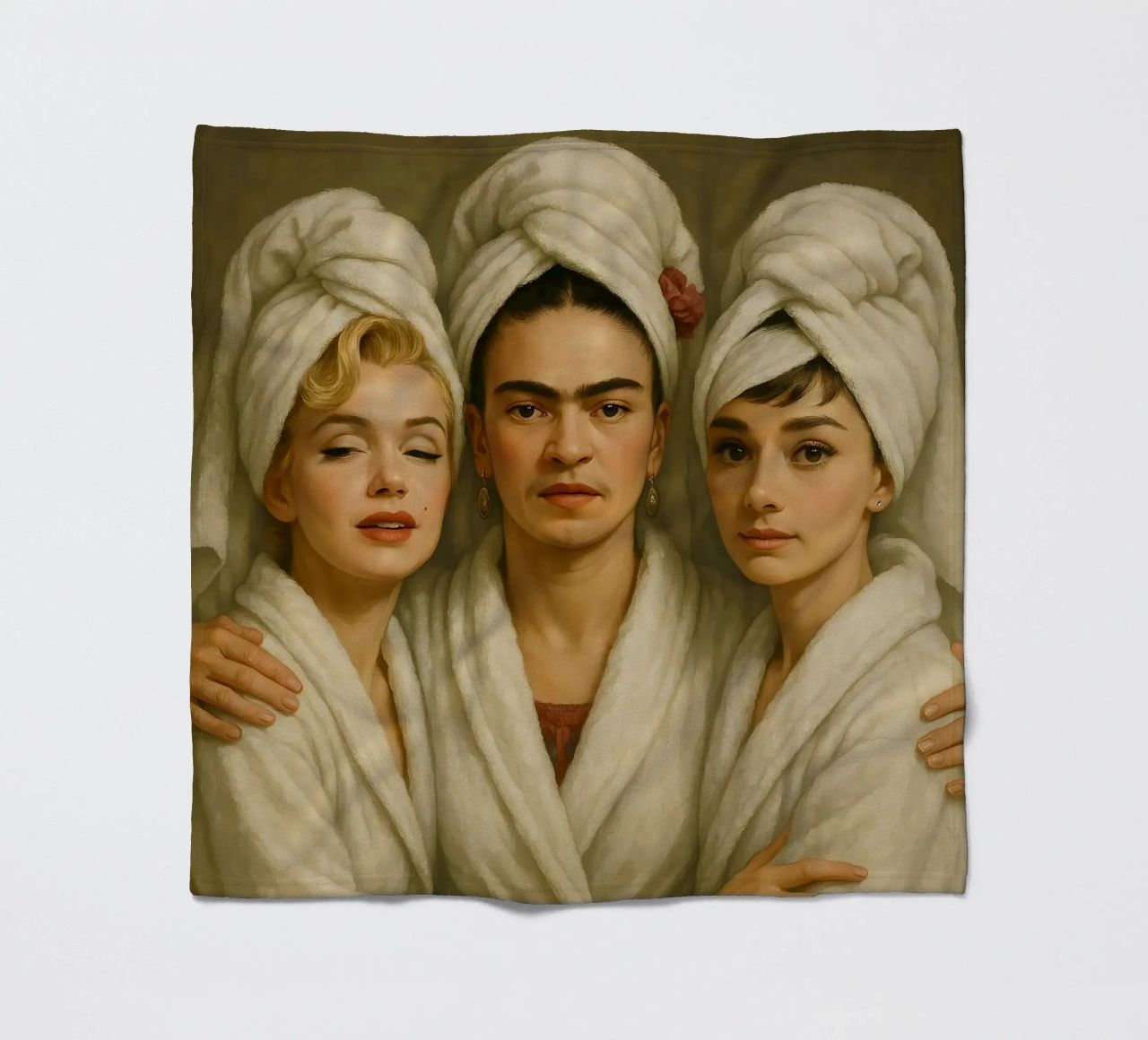 Marilyn Monroe Frida Kahlo Audrey Hepburn in accappatoio coperta in pile da ARTOMATIC