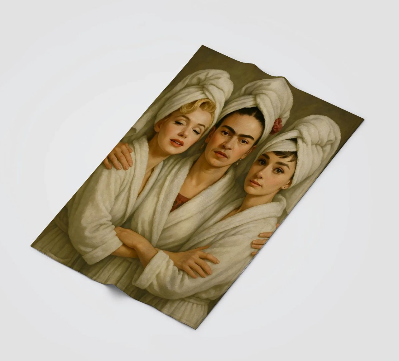 Marilyn Monroe Frida Kahlo Audrey Hepburn in accappatoio coperta in pile da ARTOMATIC