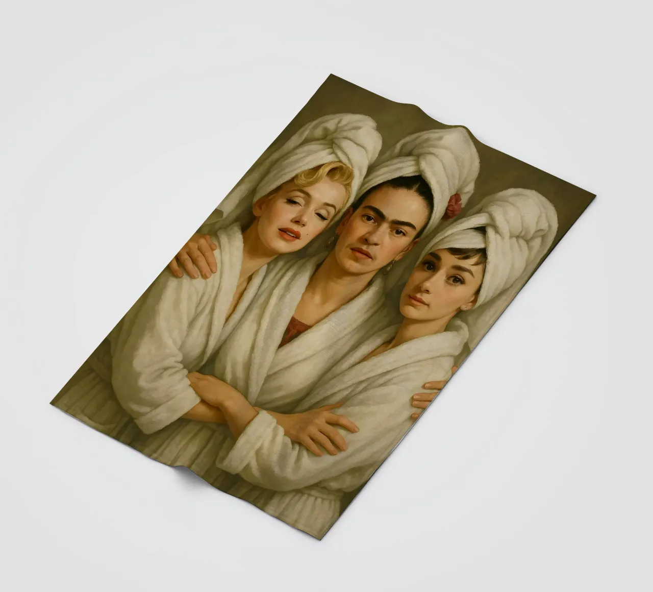 Marilyn Monroe Frida Kahlo Audrey Hepburn In Bathrobes fleece blanket by ARTOMATIC