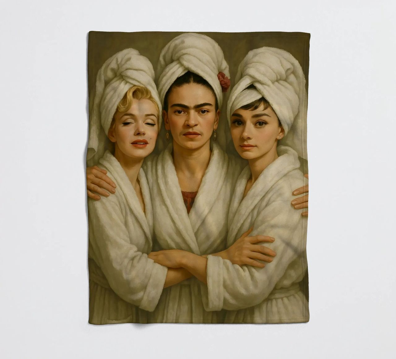 Marilyn Monroe Frida Kahlo Audrey Hepburn in accappatoio coperta in pile da ARTOMATIC