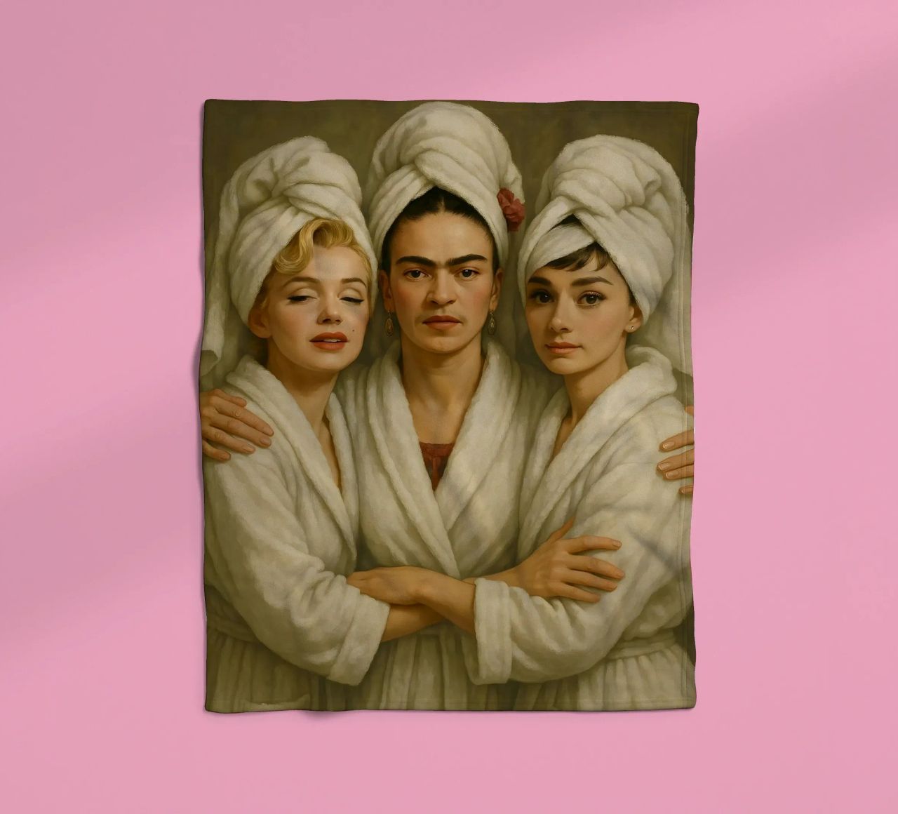 Marilyn Monroe Frida Kahlo Audrey Hepburn in accappatoio coperta in pile da ARTOMATIC