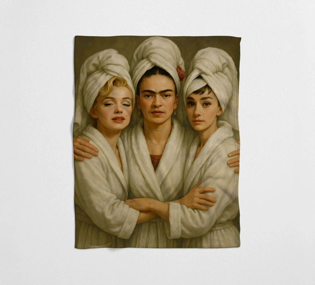 Marilyn Monroe Frida Kahlo Audrey Hepburn in accappatoio coperta in pile da ARTOMATIC