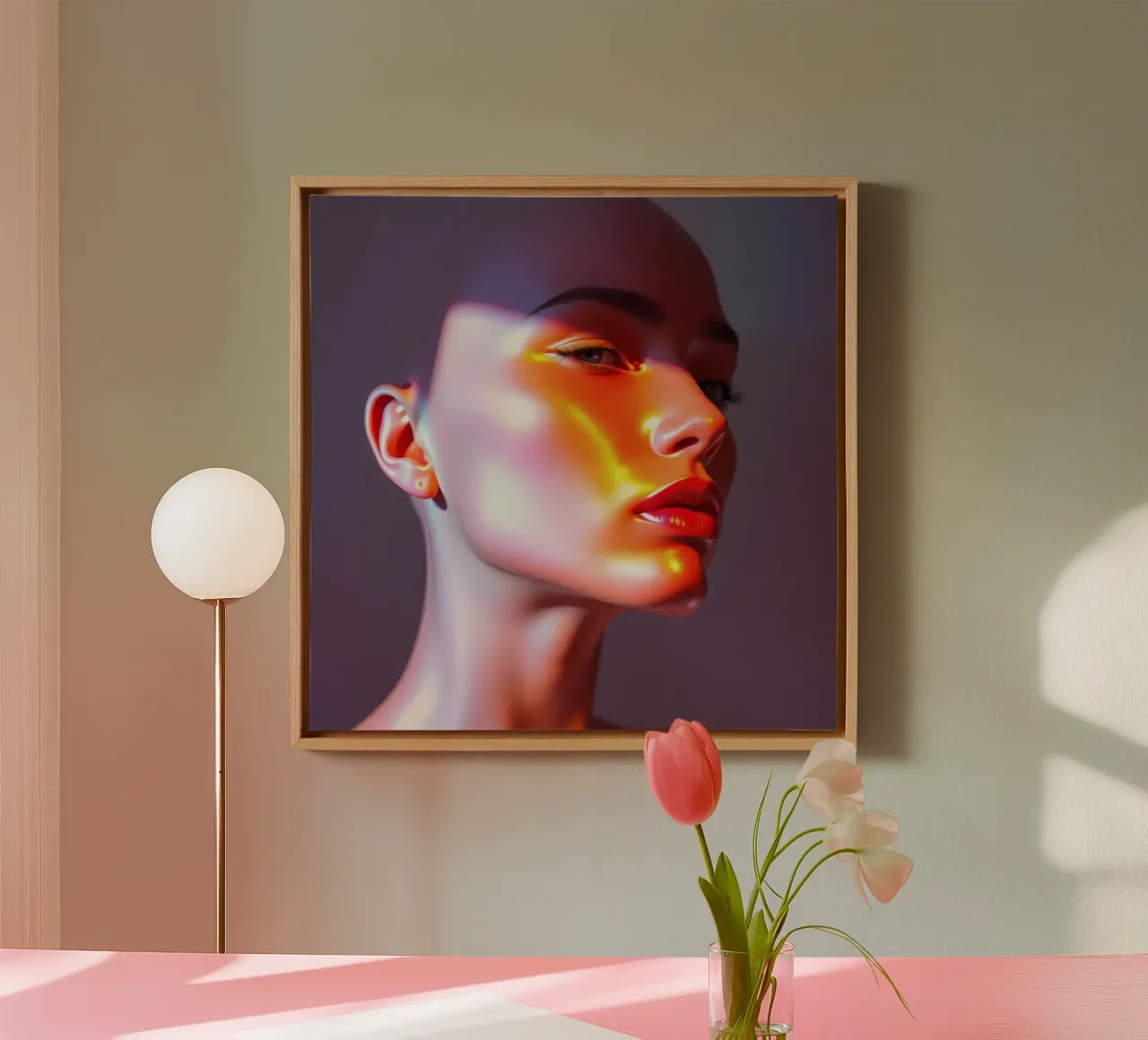 Stupefacente manichino che mostra vibranti riflessi di luce tela con Cornice a cassetta da DesignDoodle