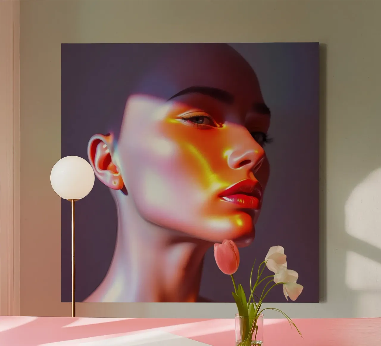 Stupefacente manichino che mostra vibranti riflessi di luce tela con Cornice a cassetta da DesignDoodle