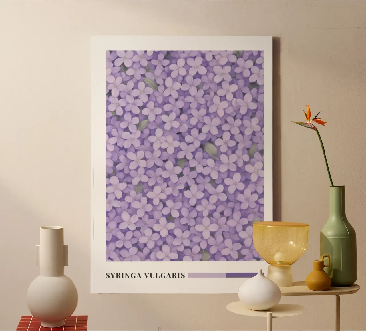 Lilac Floral Botanical Art tela con Cornice a cassetta da Mosaic Dialogue