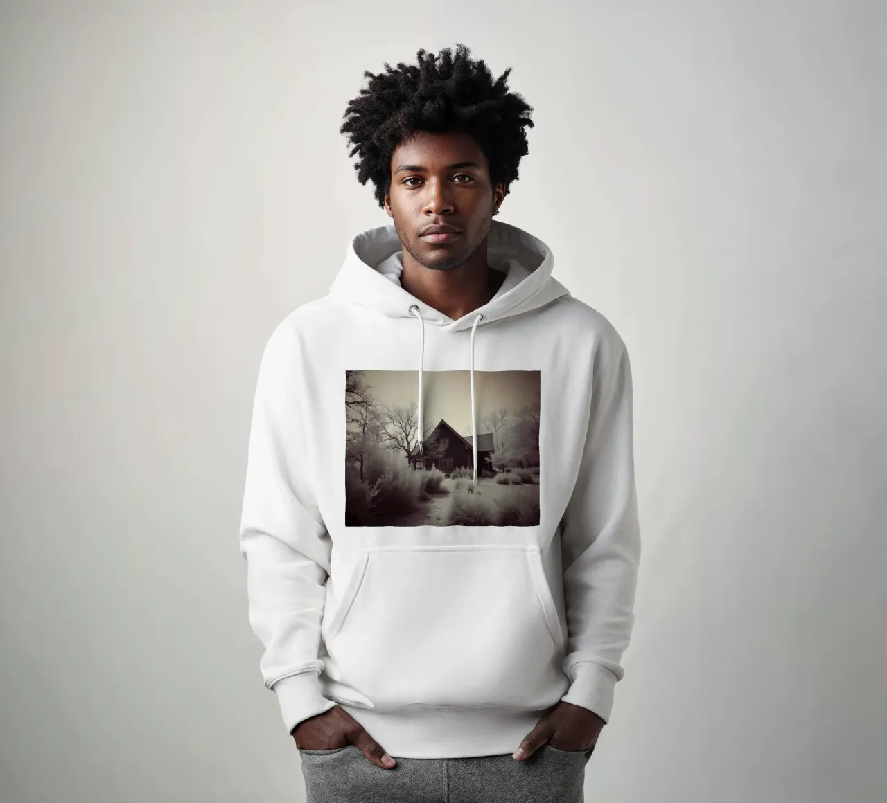 Incantevole casa in legno circondata dal fogliame in una zona tranquilla felpa con cappuccio da DesignDoodle