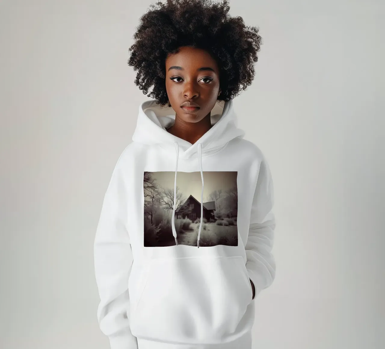 Incantevole casa in legno circondata dal fogliame in una zona tranquilla felpa con cappuccio da DesignDoodle