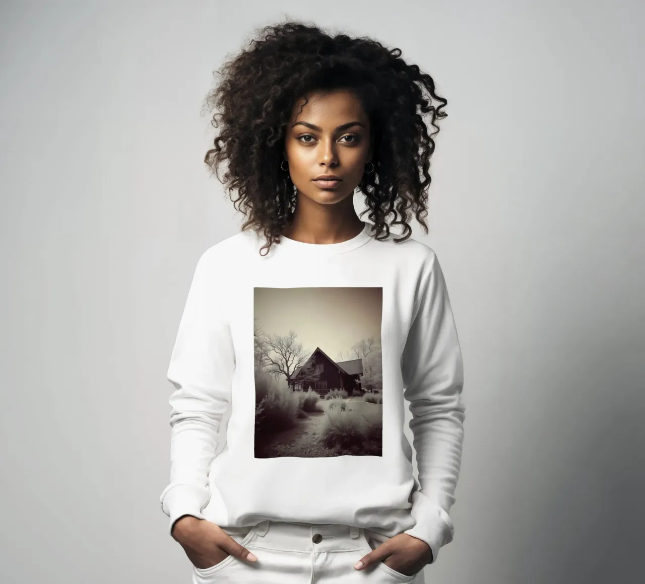 Incantevole casa in legno circondata dal fogliame in una zona tranquilla felpa da DesignDoodle