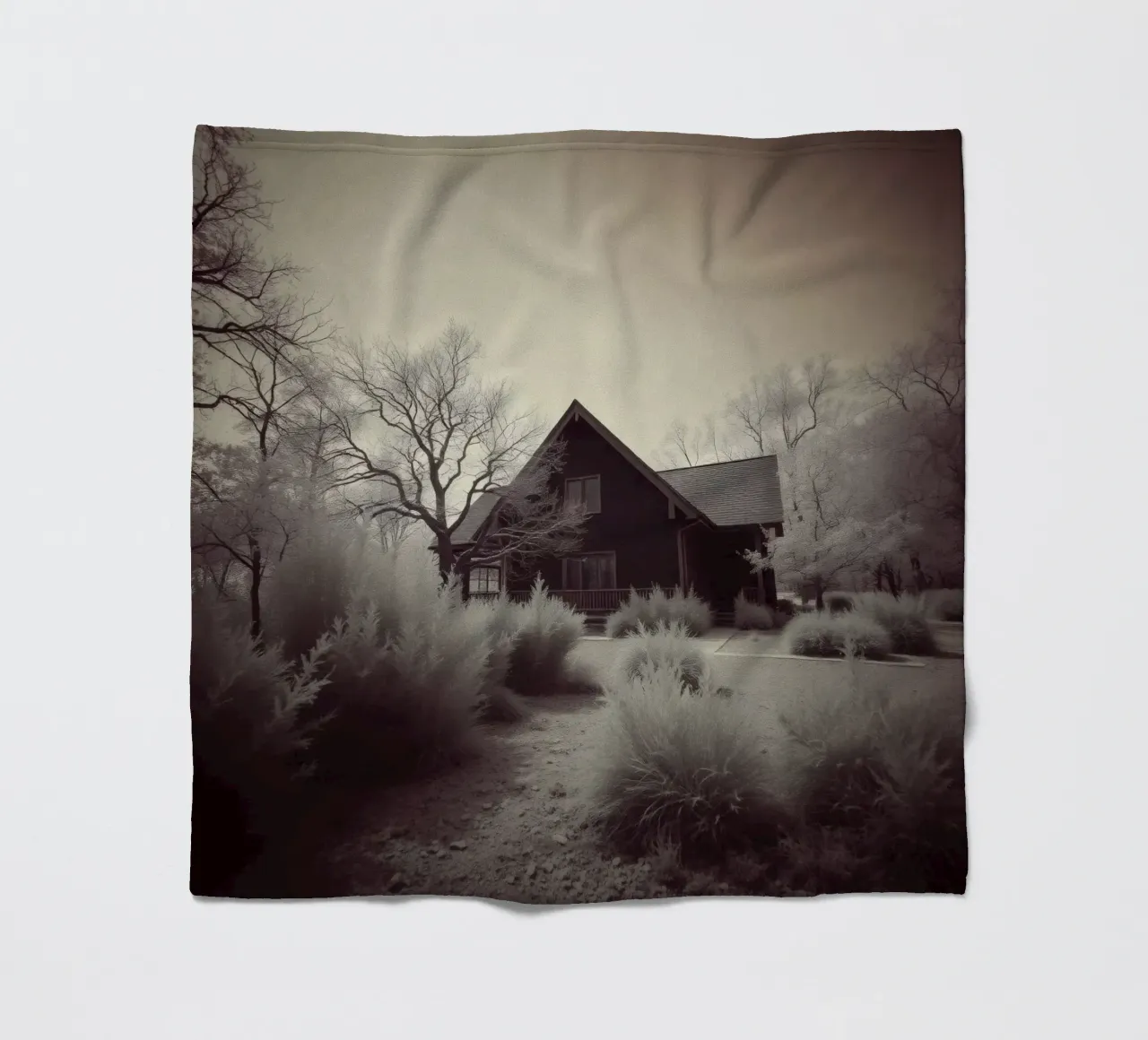 Incantevole casa in legno circondata dal fogliame in una zona tranquilla coperta in pile da DesignDoodle